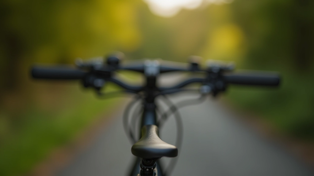 Close-up of bicycle seat and handlebars adjusted for comfort