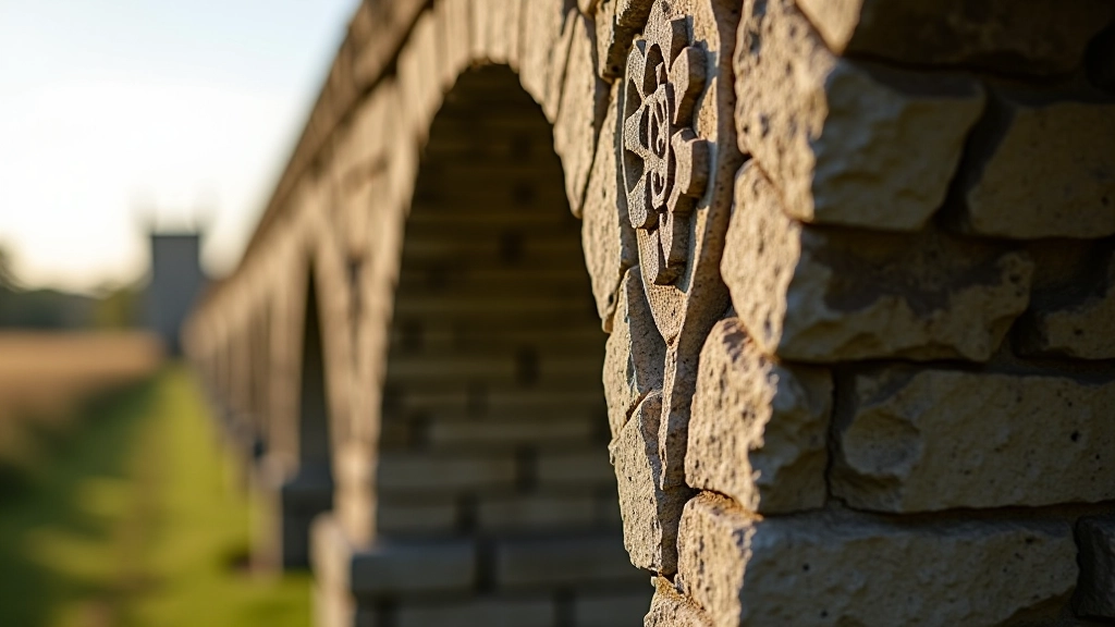 Close-up detail of cut stone blocks in historic viaduct arch showing precise Victorian masonry work and mortar joints