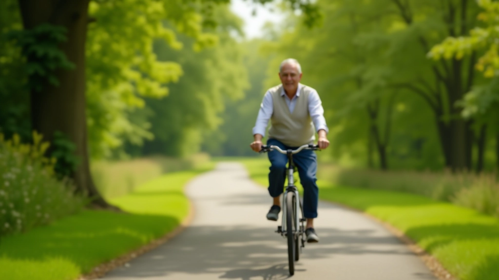 Person cycling on scenic greenway path with trees and landscape